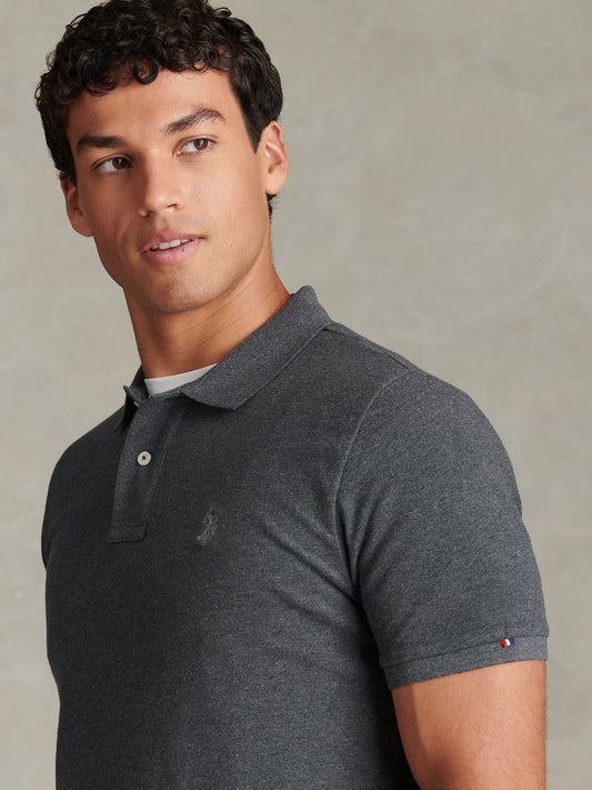 Mens Double Horsemen Polo Shirt Charcoal Marl