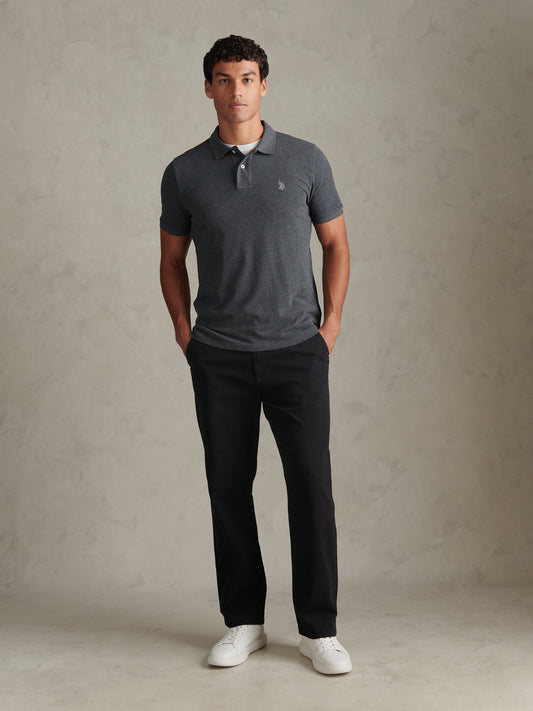 Mens Double Horsemen Polo Shirt Charcoal Marl