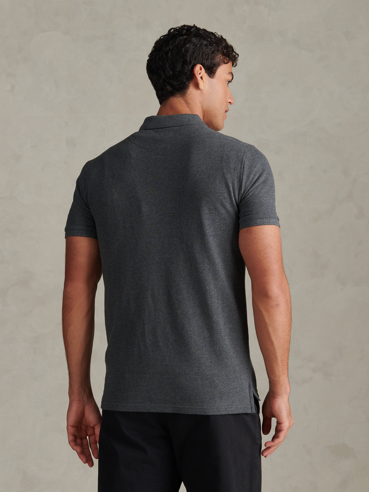 Mens Double Horsemen Polo Shirt Charcoal Marl
