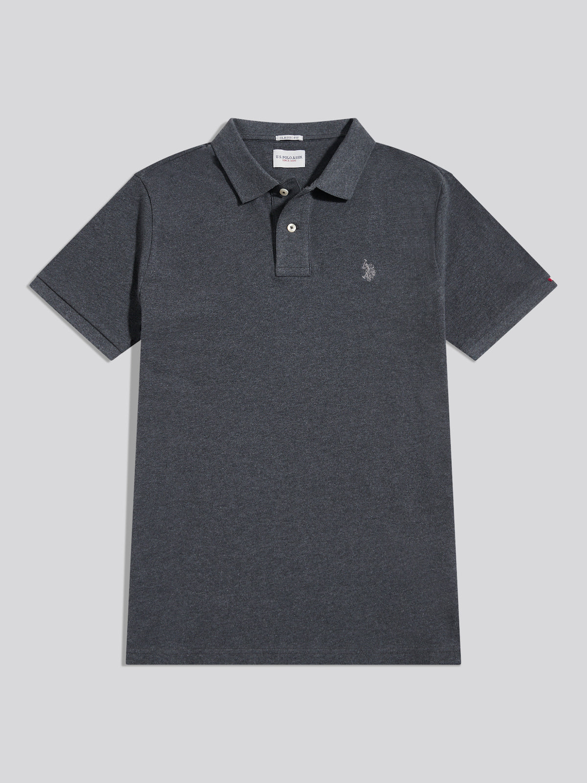 Mens Double Horsemen Polo Shirt Charcoal Marl