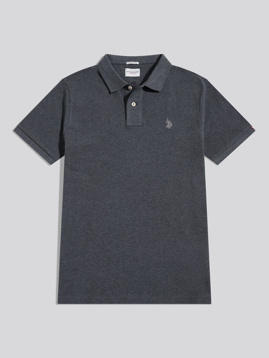 Mens Double Horsemen Polo Shirt Charcoal Marl