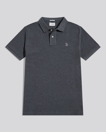 Mens Double Horsemen Polo Shirt Charcoal Marl