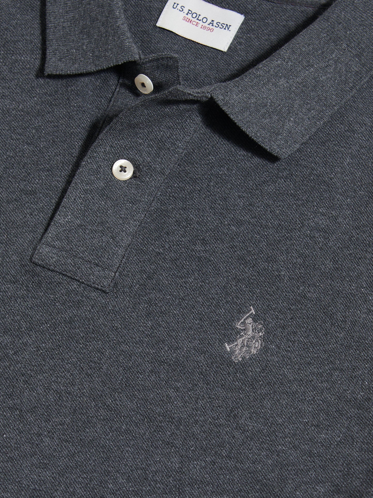 Mens Double Horsemen Polo Shirt Charcoal Marl