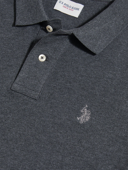 Mens Double Horsemen Polo Shirt Charcoal Marl