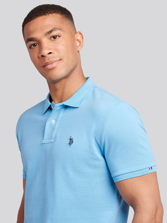 Mens Double Horsemen  Polo Shirt in Heritage Blue