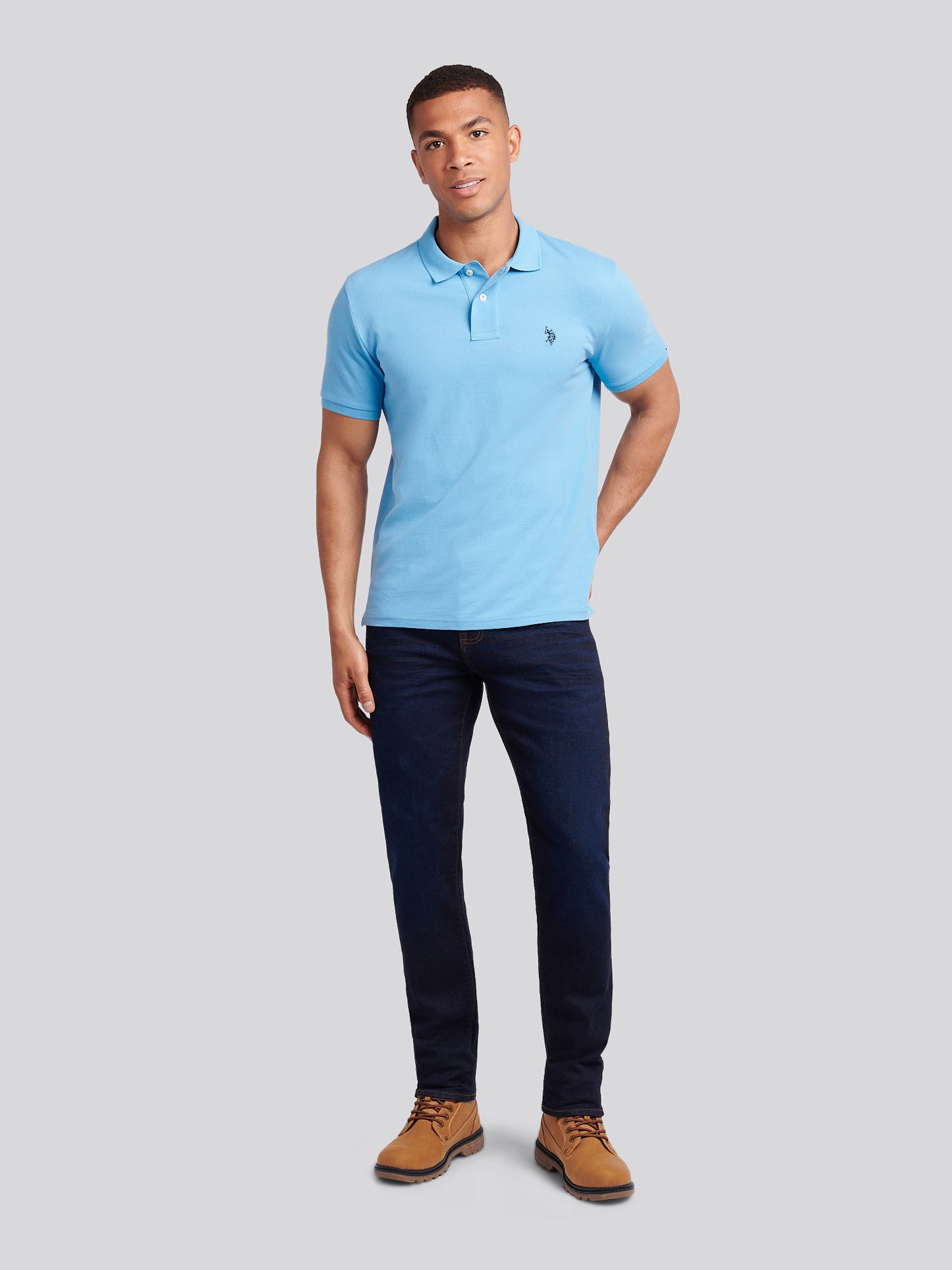 Mens Double Horsemen  Polo Shirt in Heritage Blue