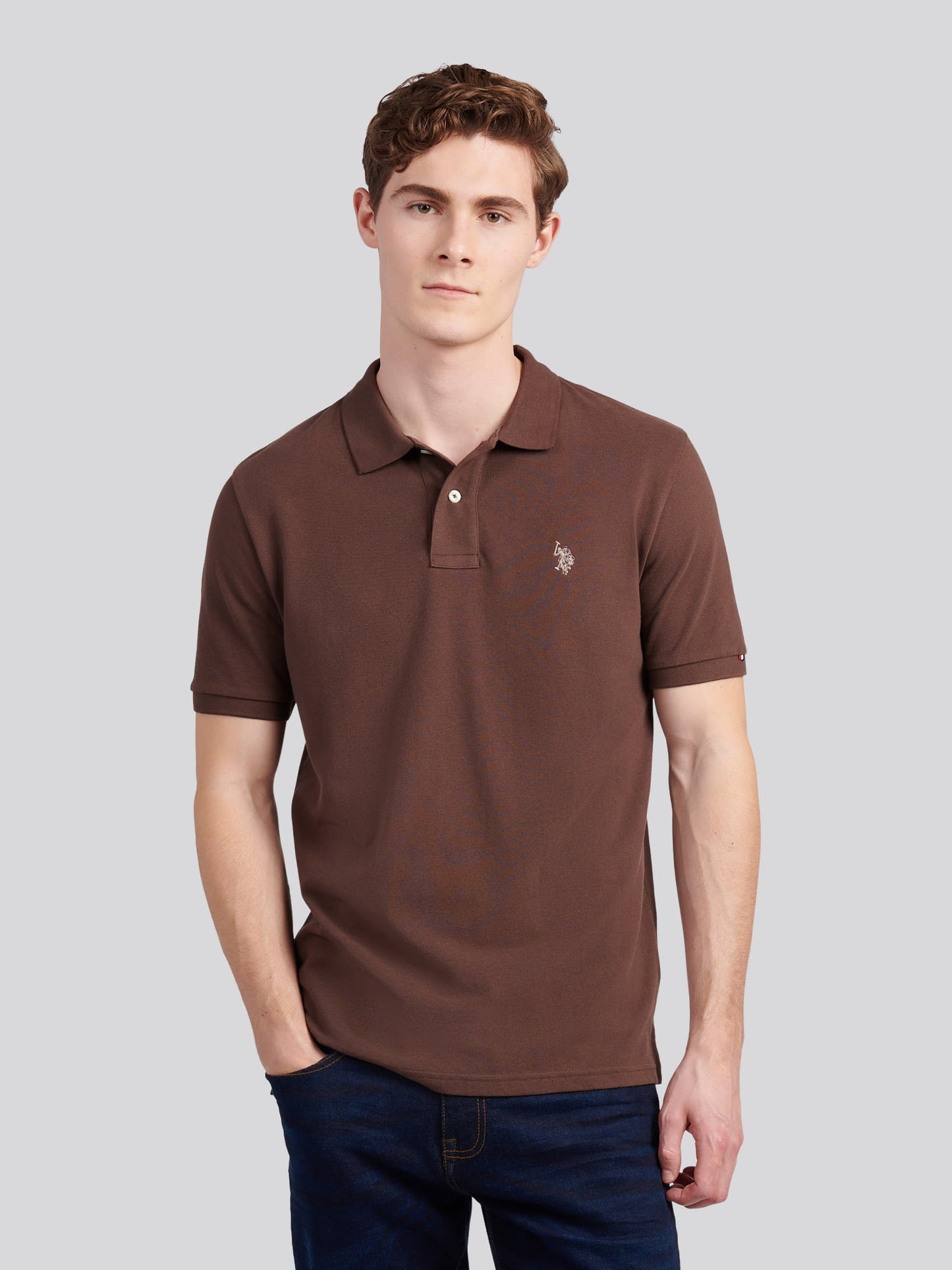 Mens Double Horsemen  Polo Shirt in Chocolate Martini
