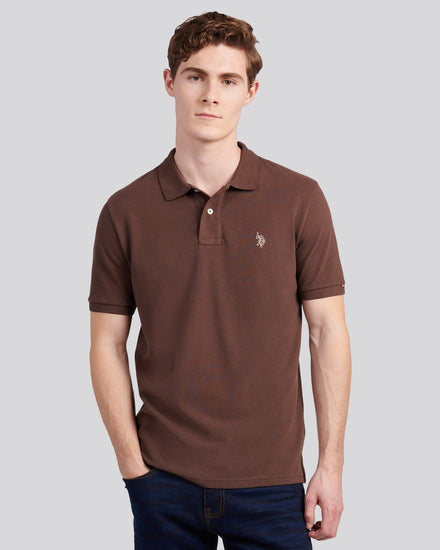 Mens Double Horsemen  Polo Shirt in Chocolate Martini