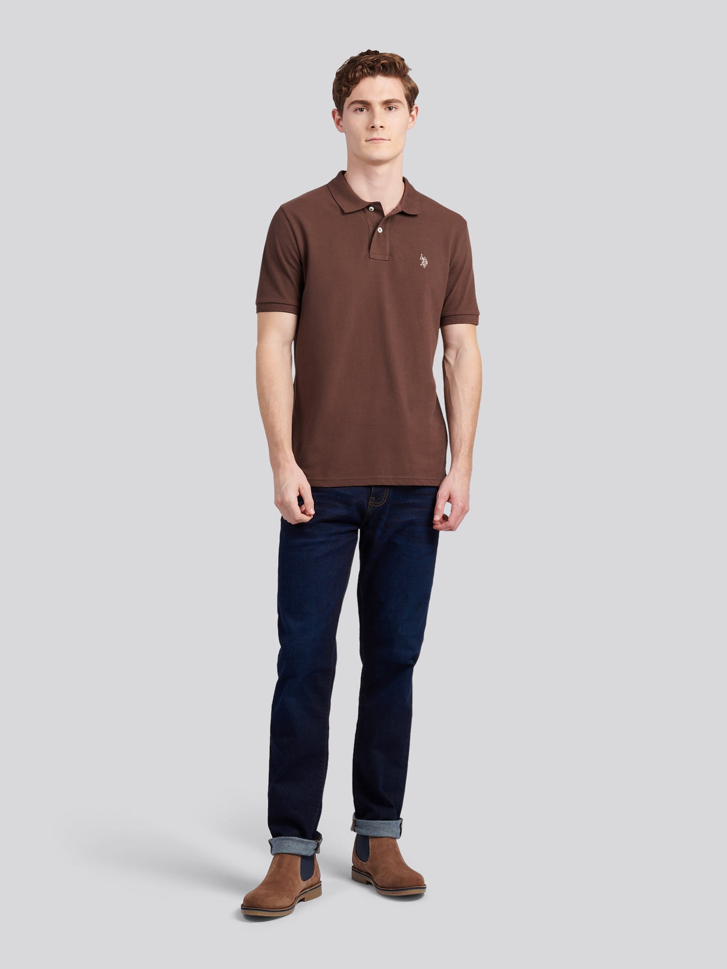 Mens Double Horsemen  Polo Shirt in Chocolate Martini