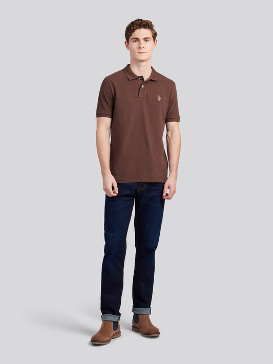 Mens Double Horsemen  Polo Shirt in Chocolate Martini