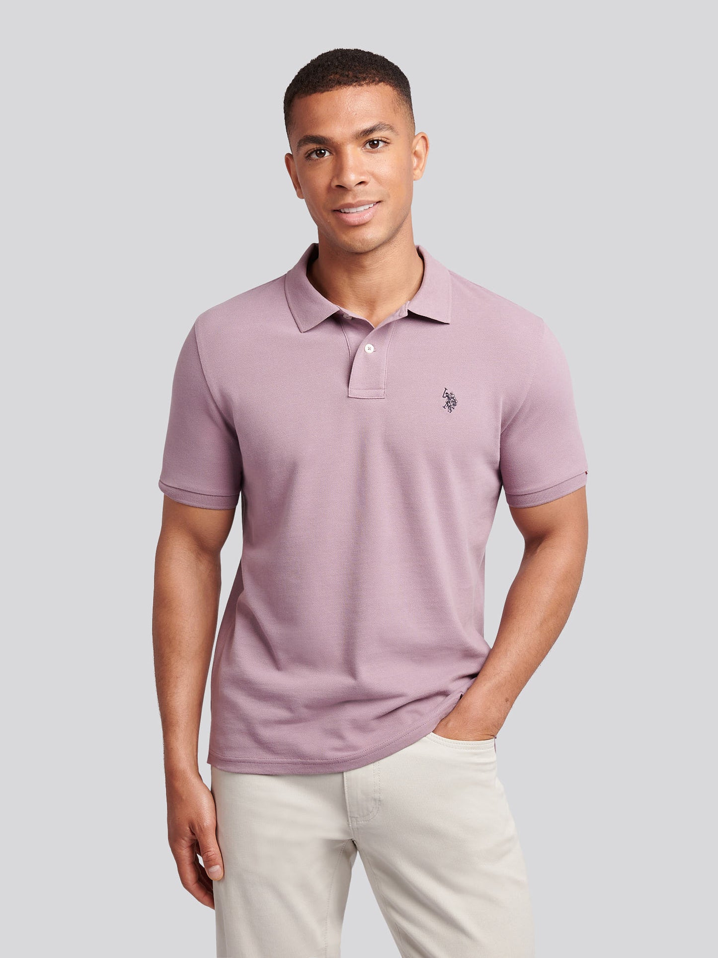 Mens Double Horsemen  Polo Shirt in Elderberry