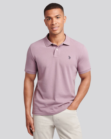 Mens Double Horsemen  Polo Shirt in Elderberry