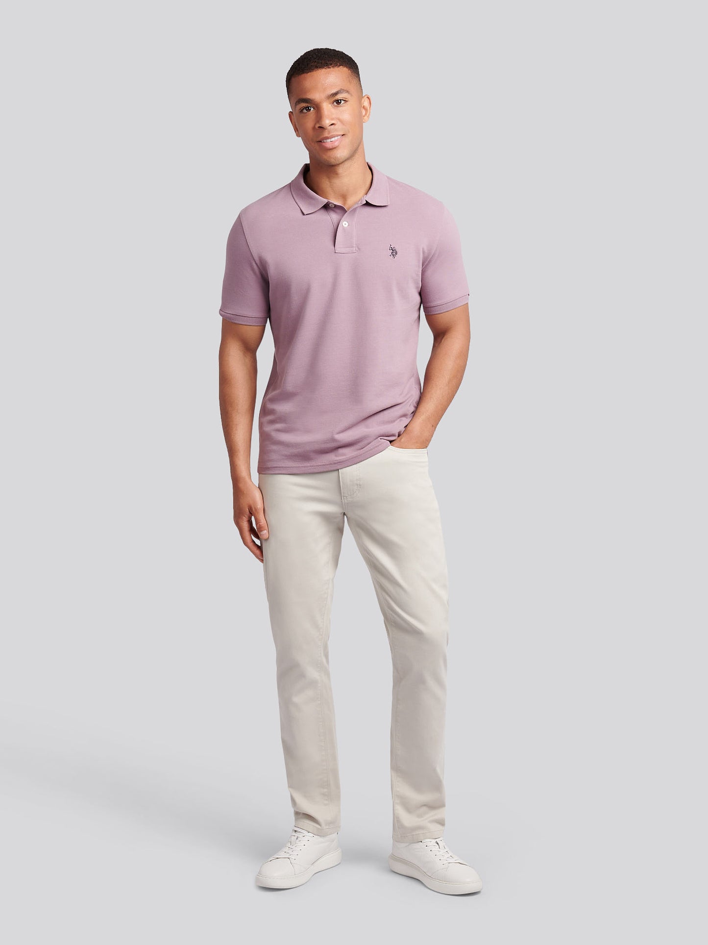 Mens Double Horsemen  Polo Shirt in Elderberry