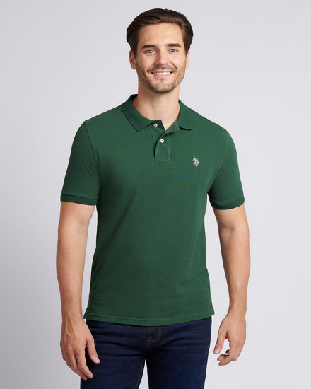 Mens Double Horsemen  Polo Shirt in Pineneedle