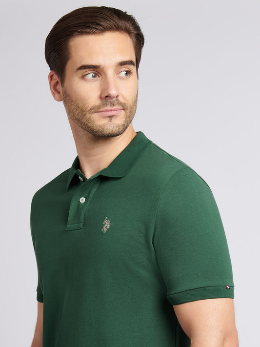 Mens Double Horsemen  Polo Shirt in Pineneedle