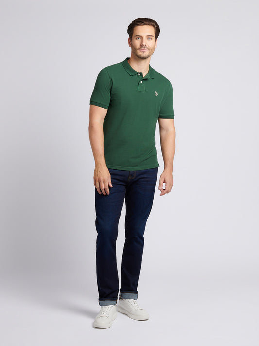 Mens Double Horsemen  Polo Shirt in Pineneedle