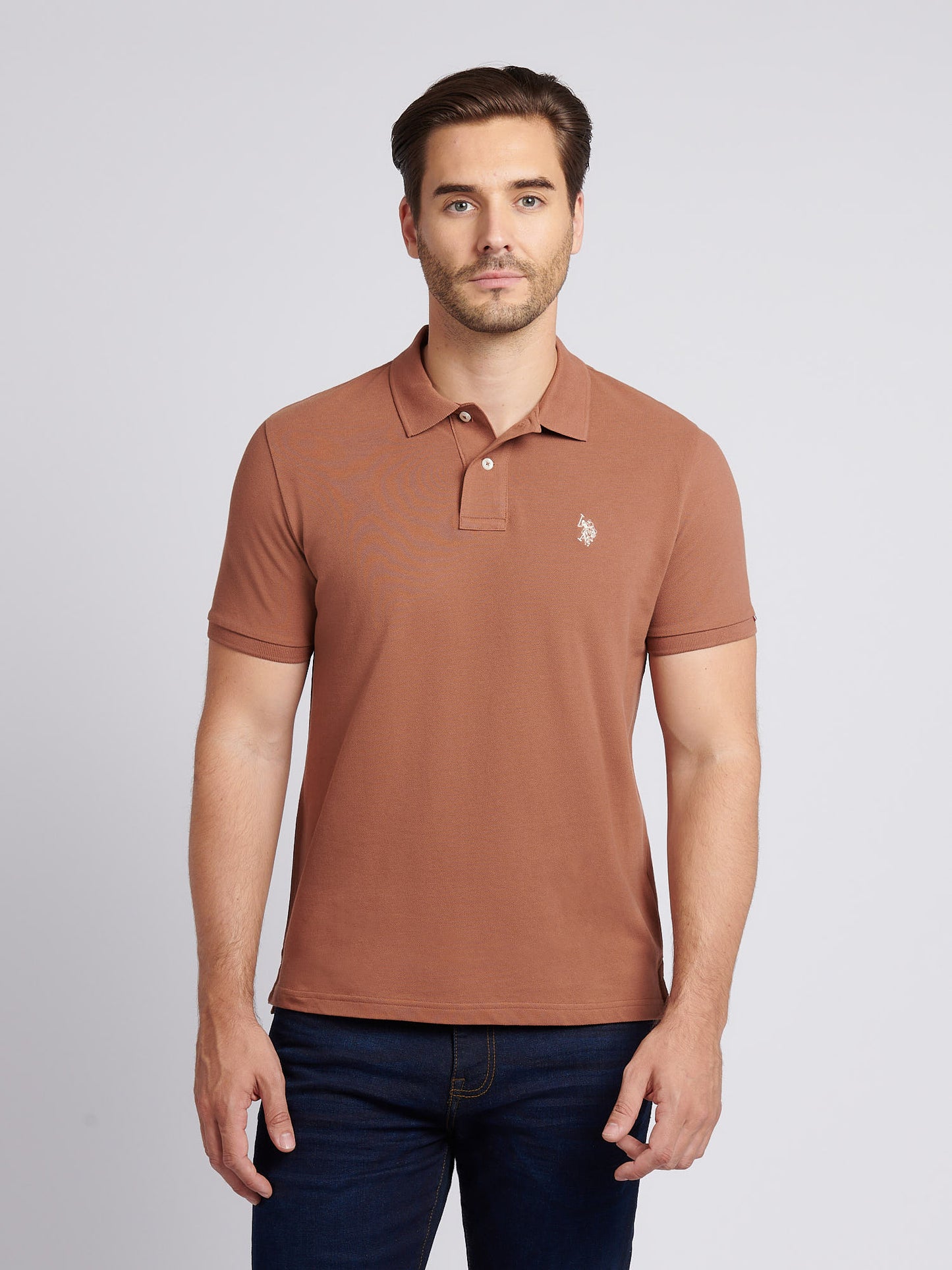 Mens Double Horsemen  Polo Shirt in Rawhide