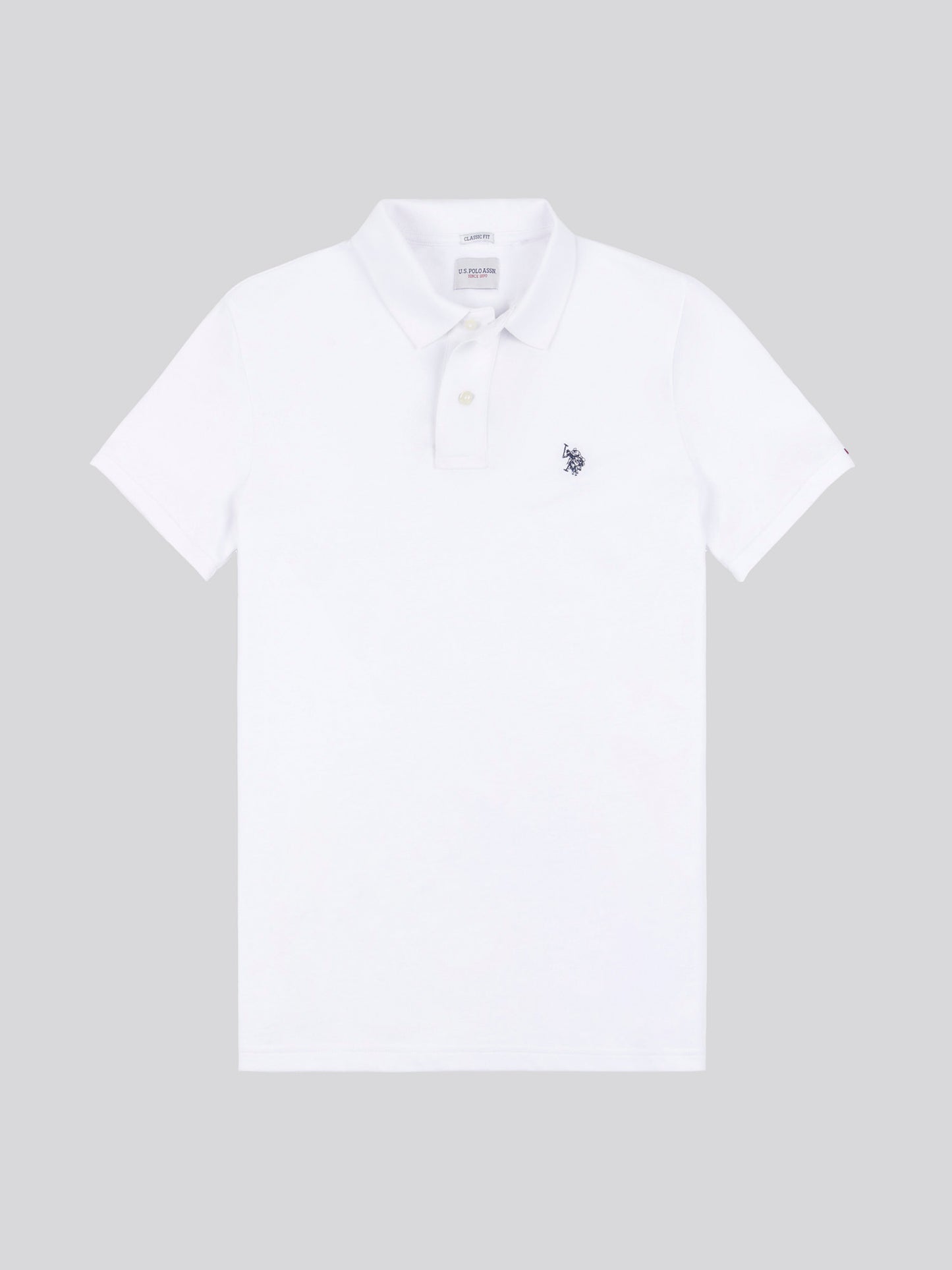 Mens Double Horsemen  Polo Shirt in White / Dark Sapphire Navy DHM