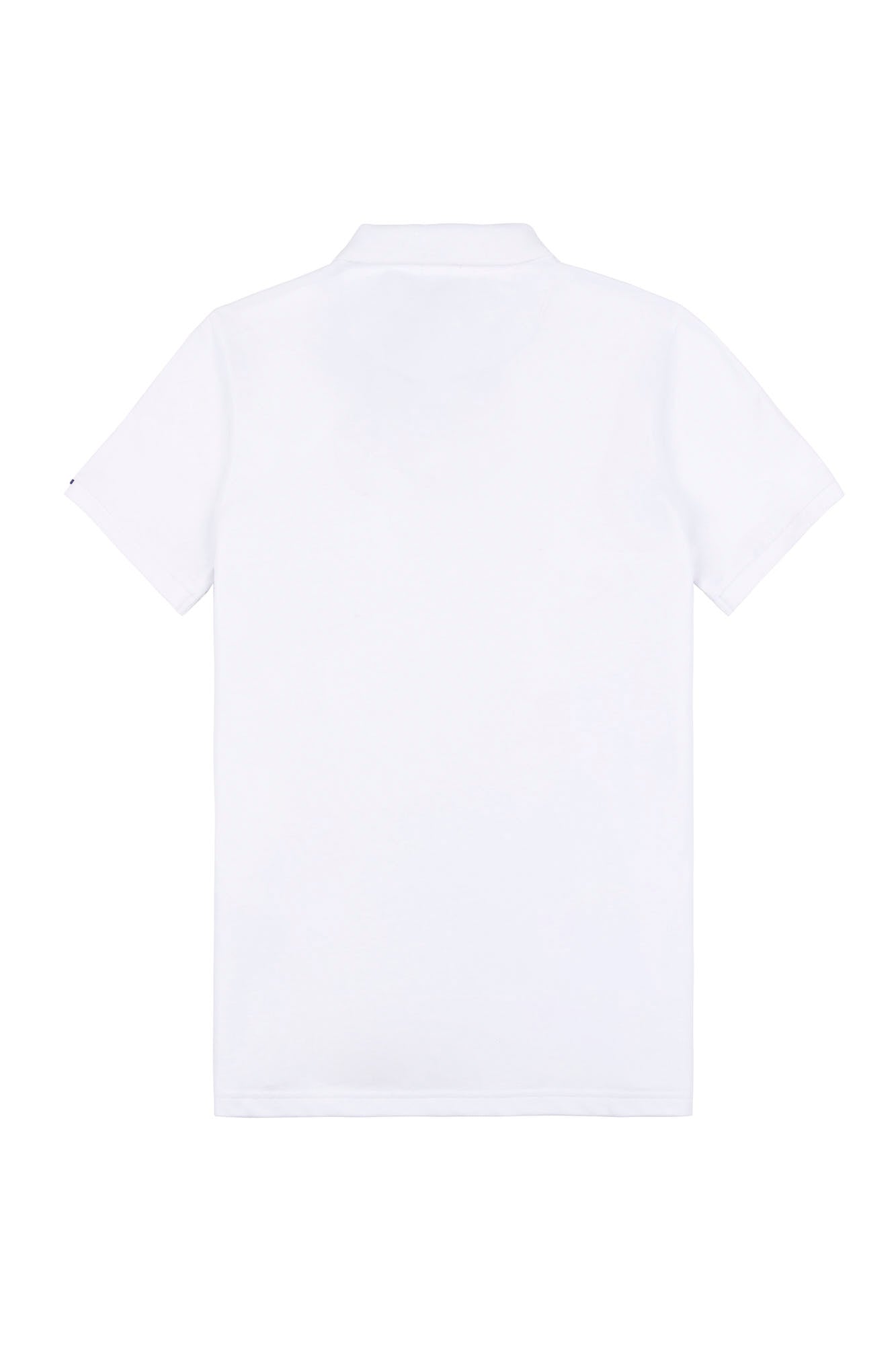 Mens Pique Polo Shirt in White / Dark Sapphire Navy DHM