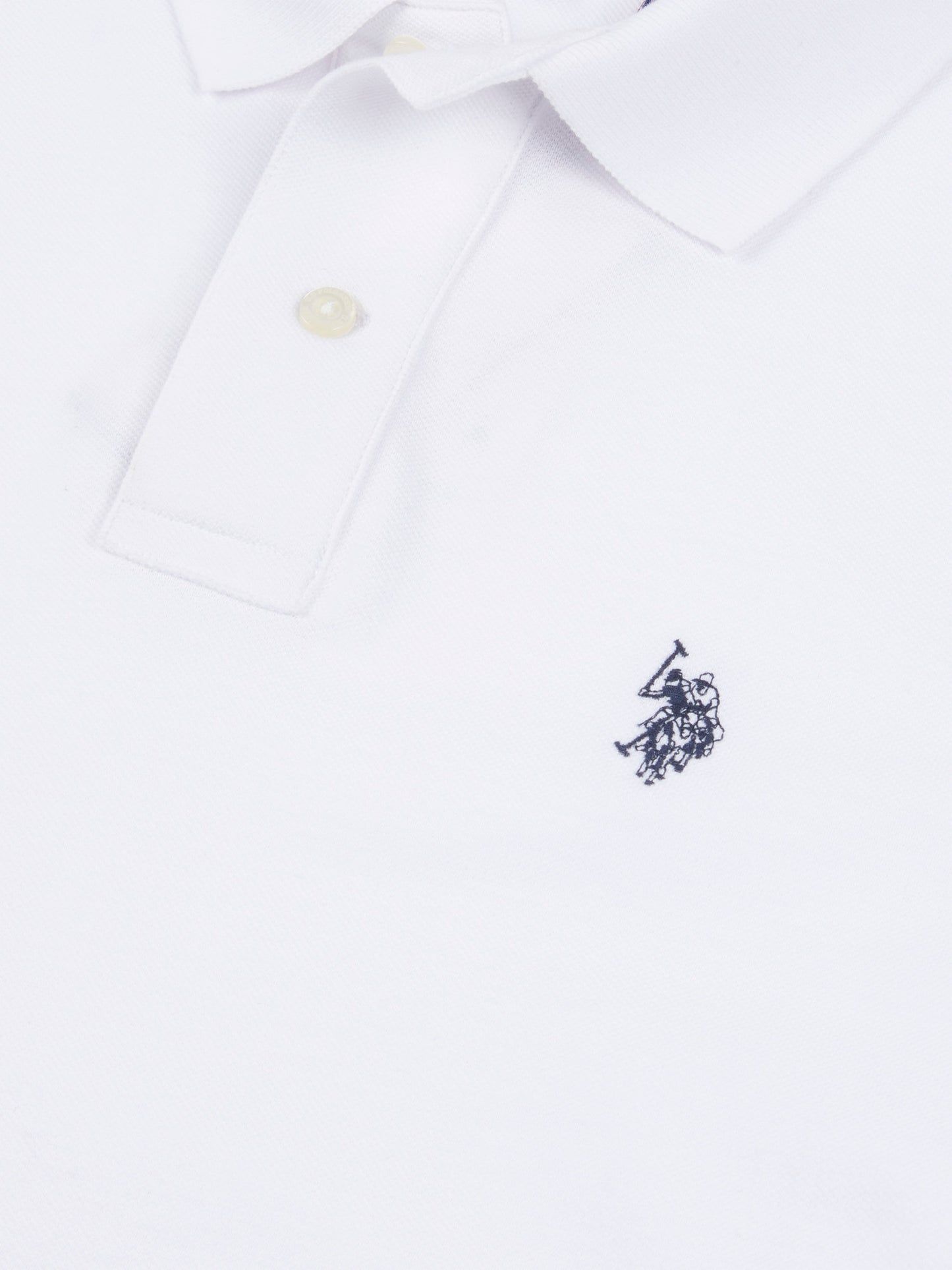 Mens Double Horsemen  Polo Shirt in White / Dark Sapphire Navy DHM