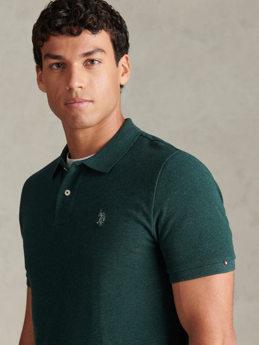 Mens Double Horsemen Polo Shirt Green Gables Marl