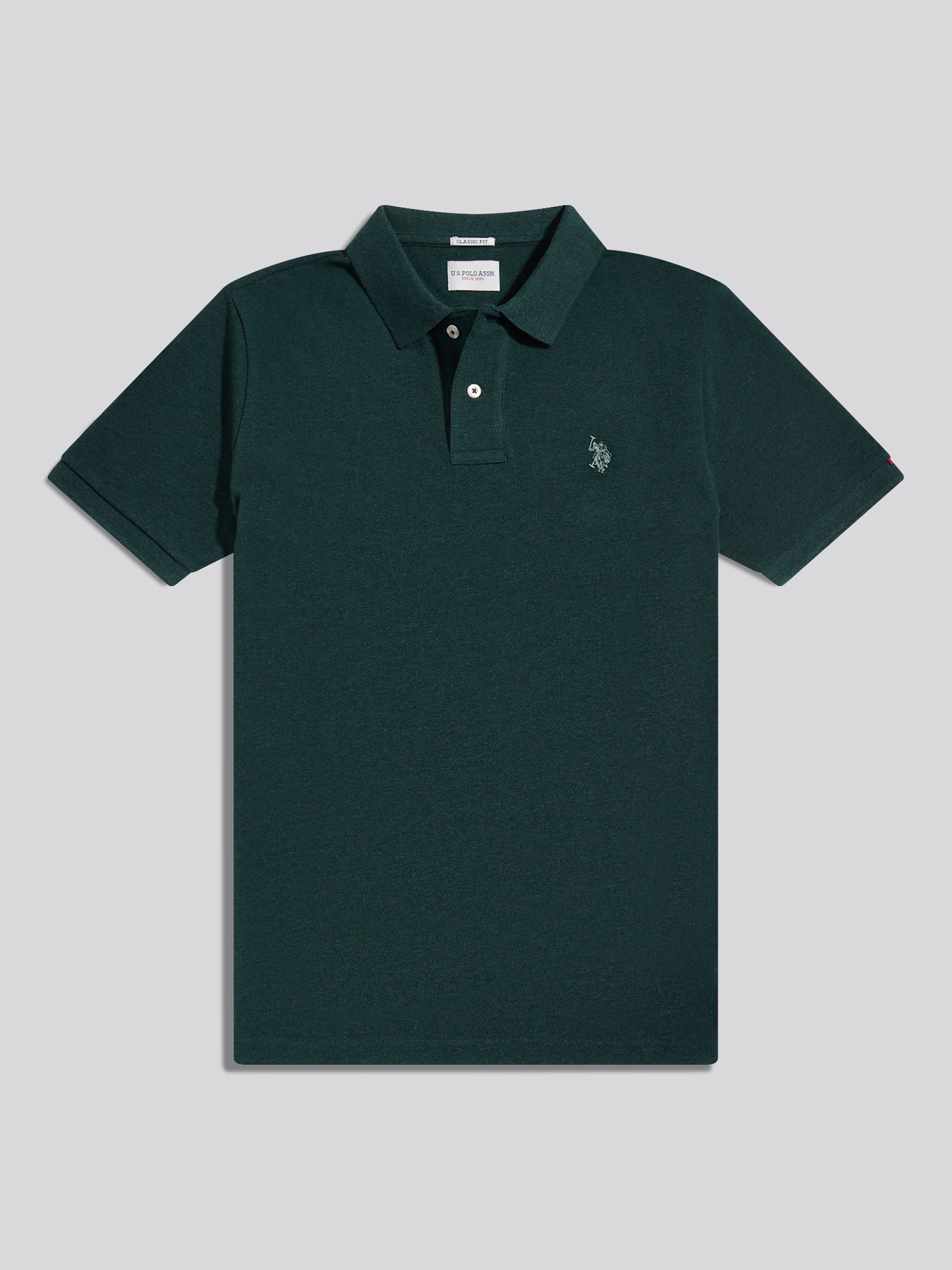Mens Double Horsemen Polo Shirt Green Gables Marl