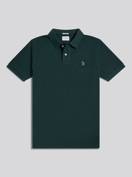 Mens Double Horsemen Polo Shirt Green Gables Marl