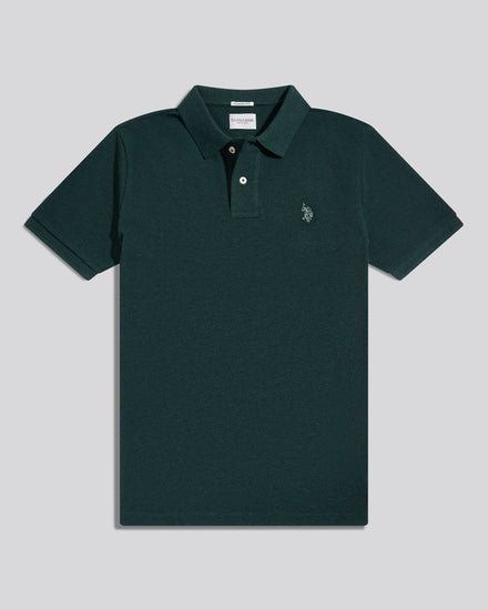 Mens Double Horsemen Polo Shirt Green Gables Marl