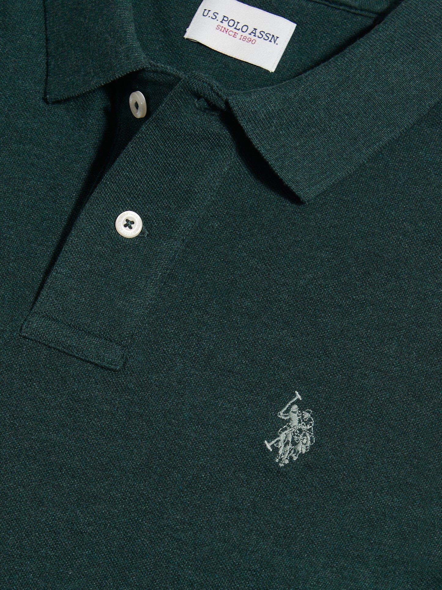 Mens Double Horsemen Polo Shirt Green Gables Marl