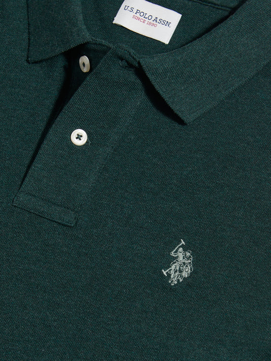 Mens Double Horsemen Polo Shirt Green Gables Marl