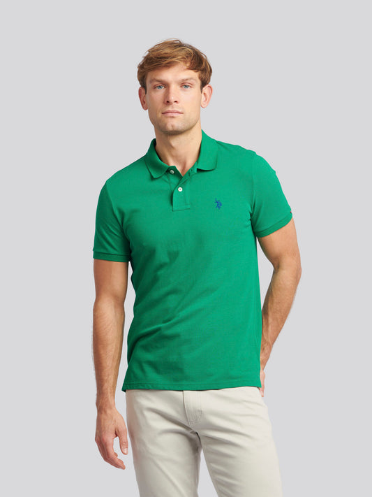 Mens Double Horsemen  Polo Shirt in Lush Meadow