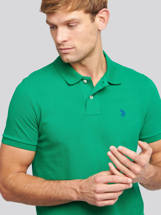 Mens Double Horsemen  Polo Shirt in Lush Meadow