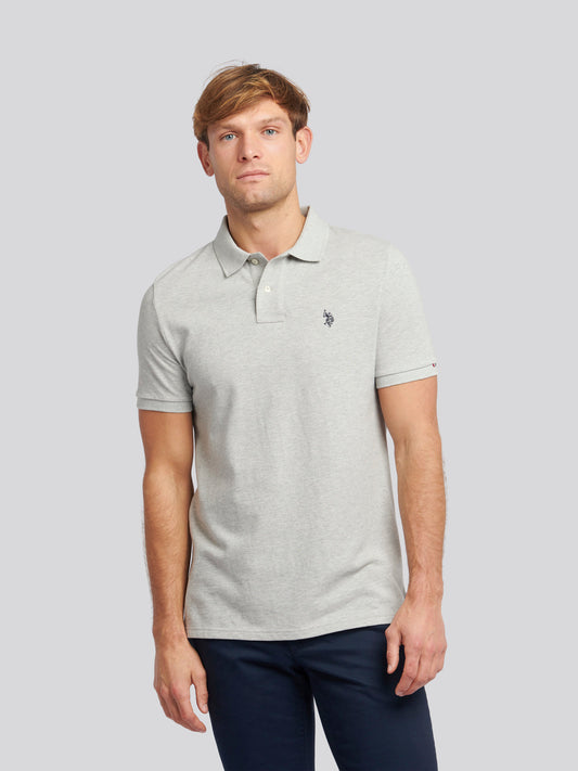 Mens Double Horsemen  Polo Shirt in Mid Grey Marl