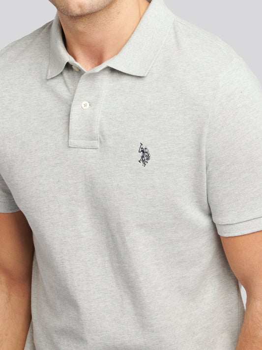 Mens Double Horsemen  Polo Shirt in Mid Grey Marl