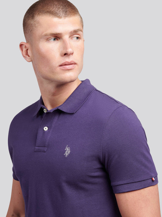 Mens Double Horsemen  Polo Shirt in Purple Plumeria