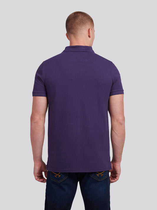 Mens Double Horsemen  Polo Shirt in Purple Plumeria