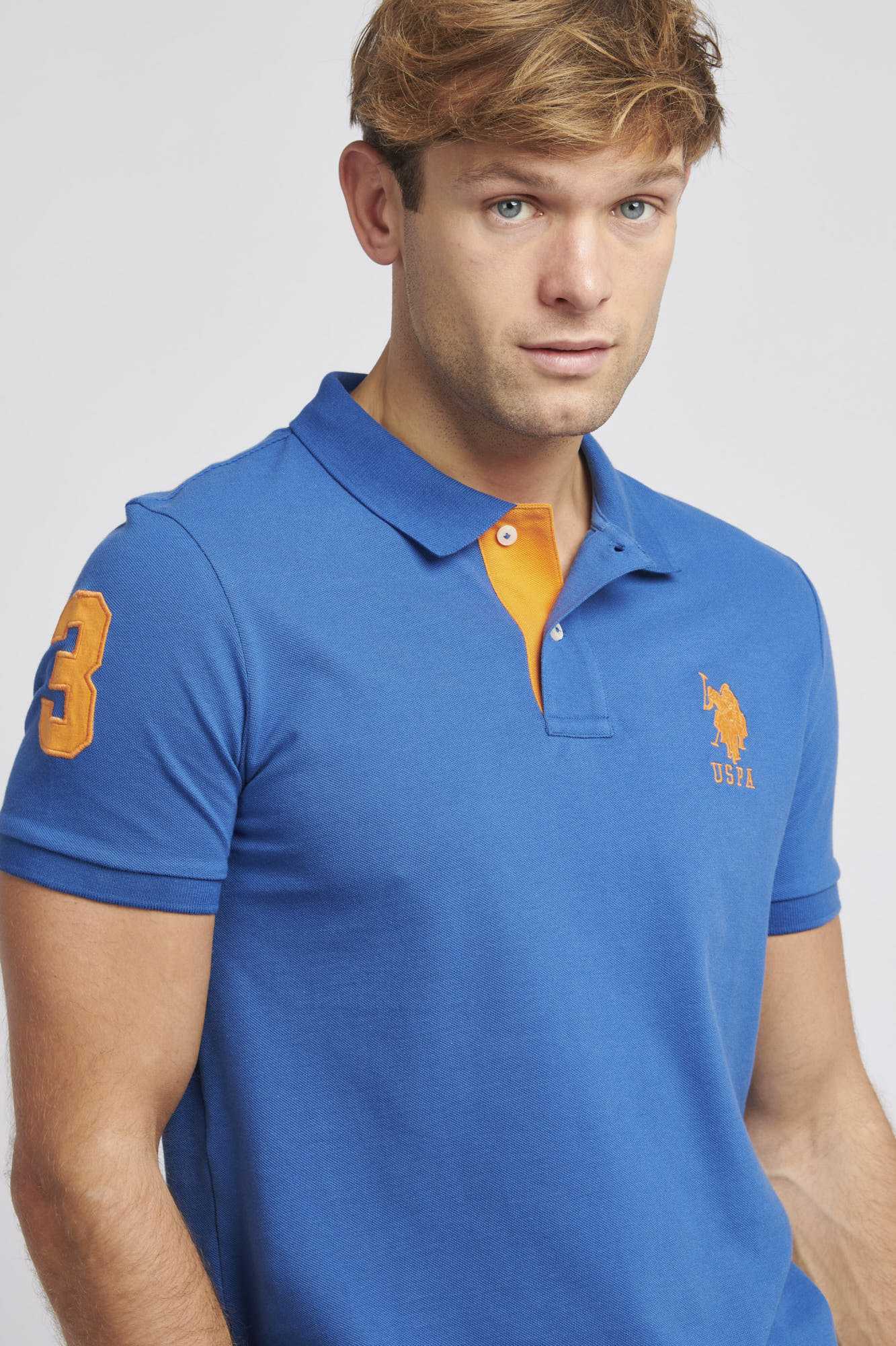Mens Player 3 Pique Polo Shirt in Deja Vu Blue