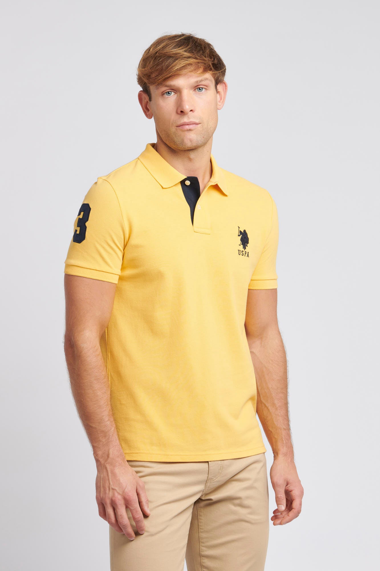 Mens Player 3 Pique Polo Shirt in Sunset Gold