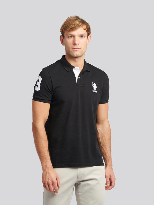 Mens Player 3 Polo Shirt in Black Bright White DHM