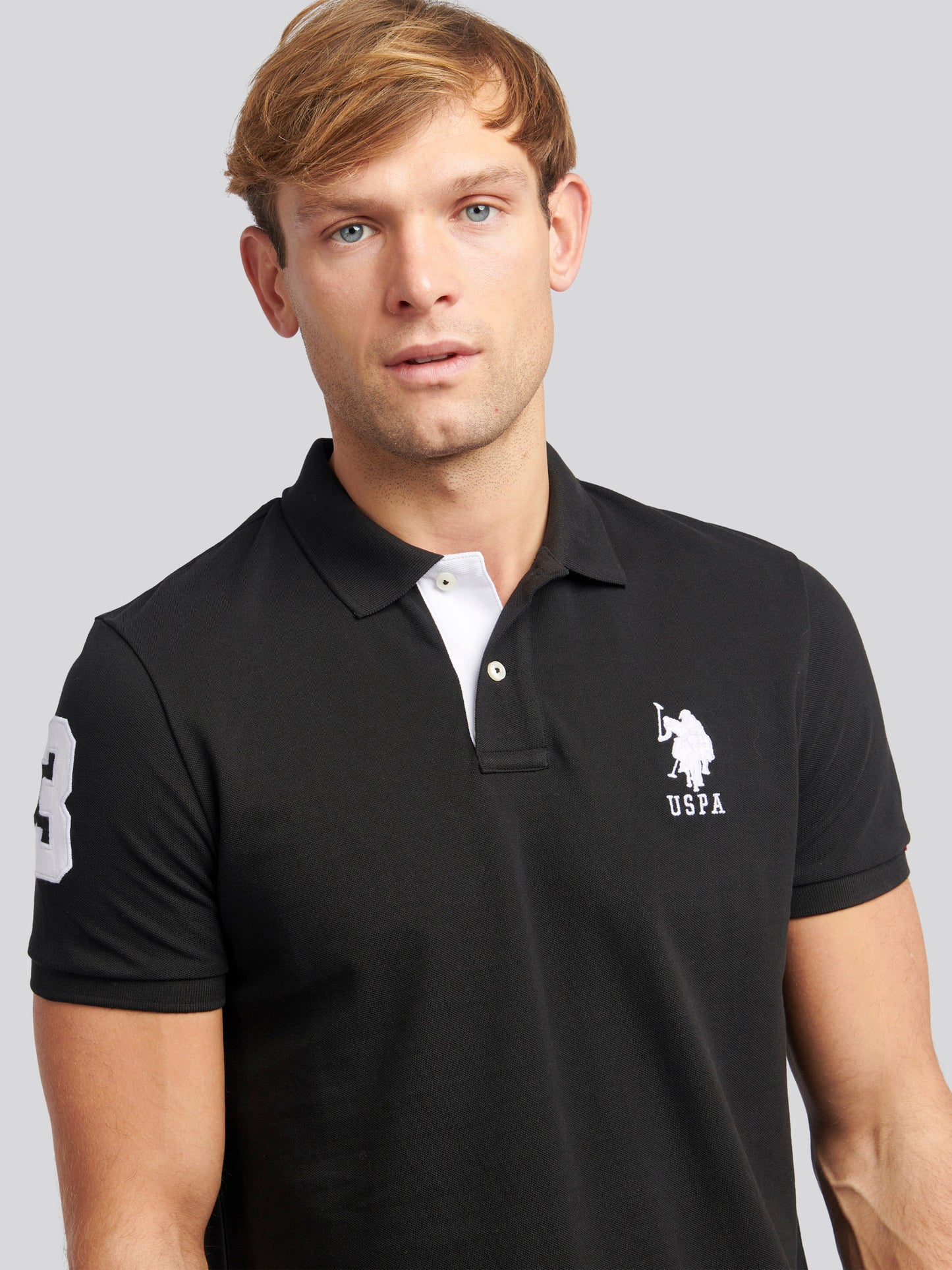 Mens Player 3 Polo Shirt in Black Bright White DHM
