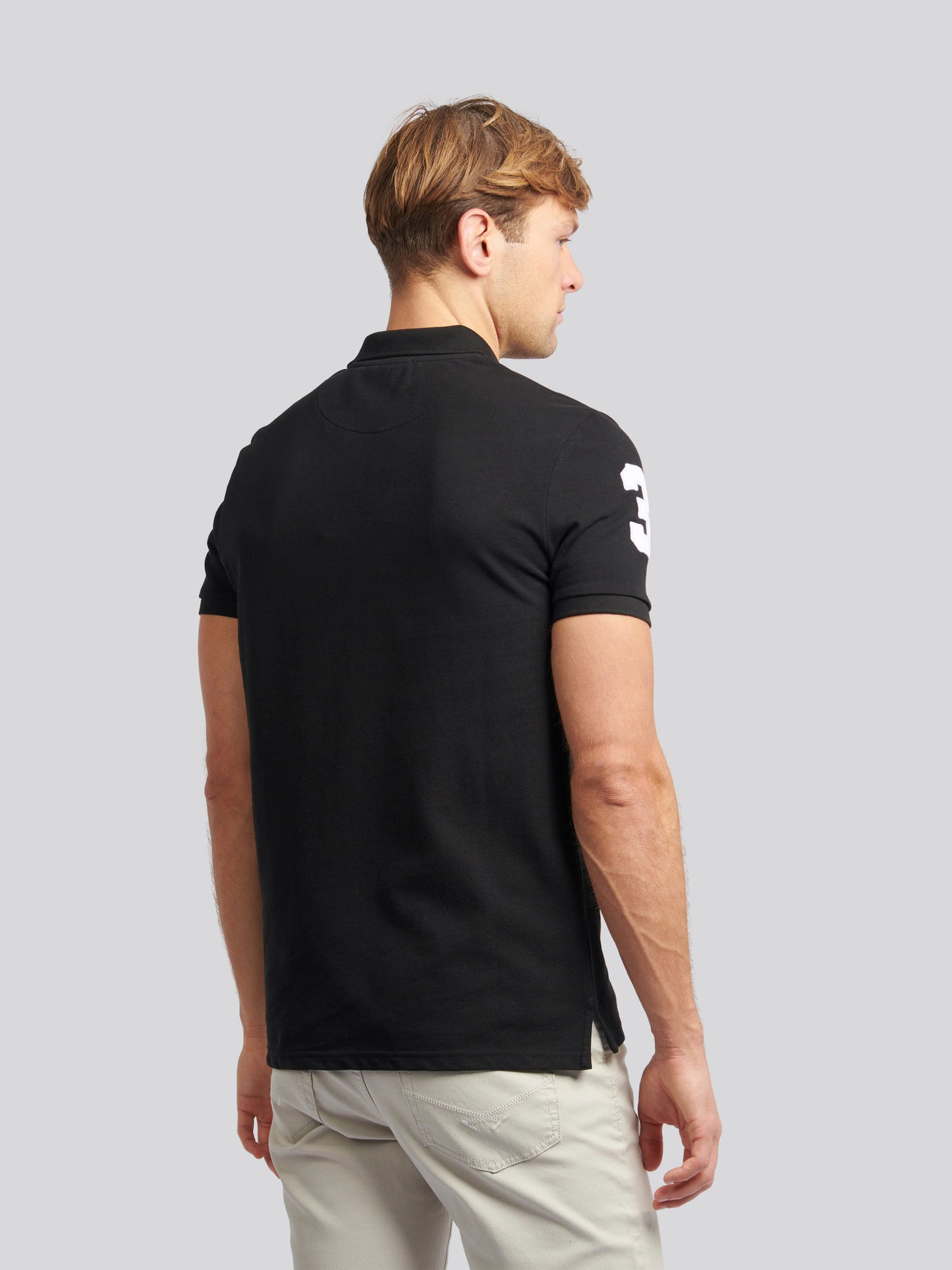 Mens Player 3 Polo Shirt in Black Bright White DHM