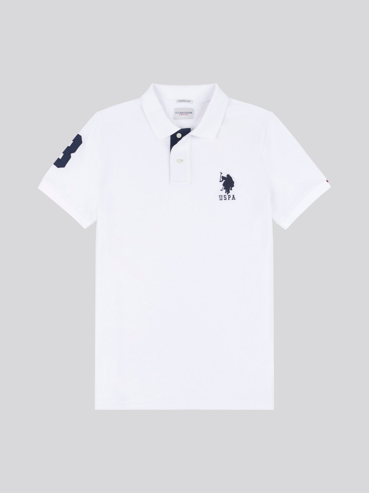 Mens Player 3 Polo Shirt in White / Dark Sapphire Navy DHM
