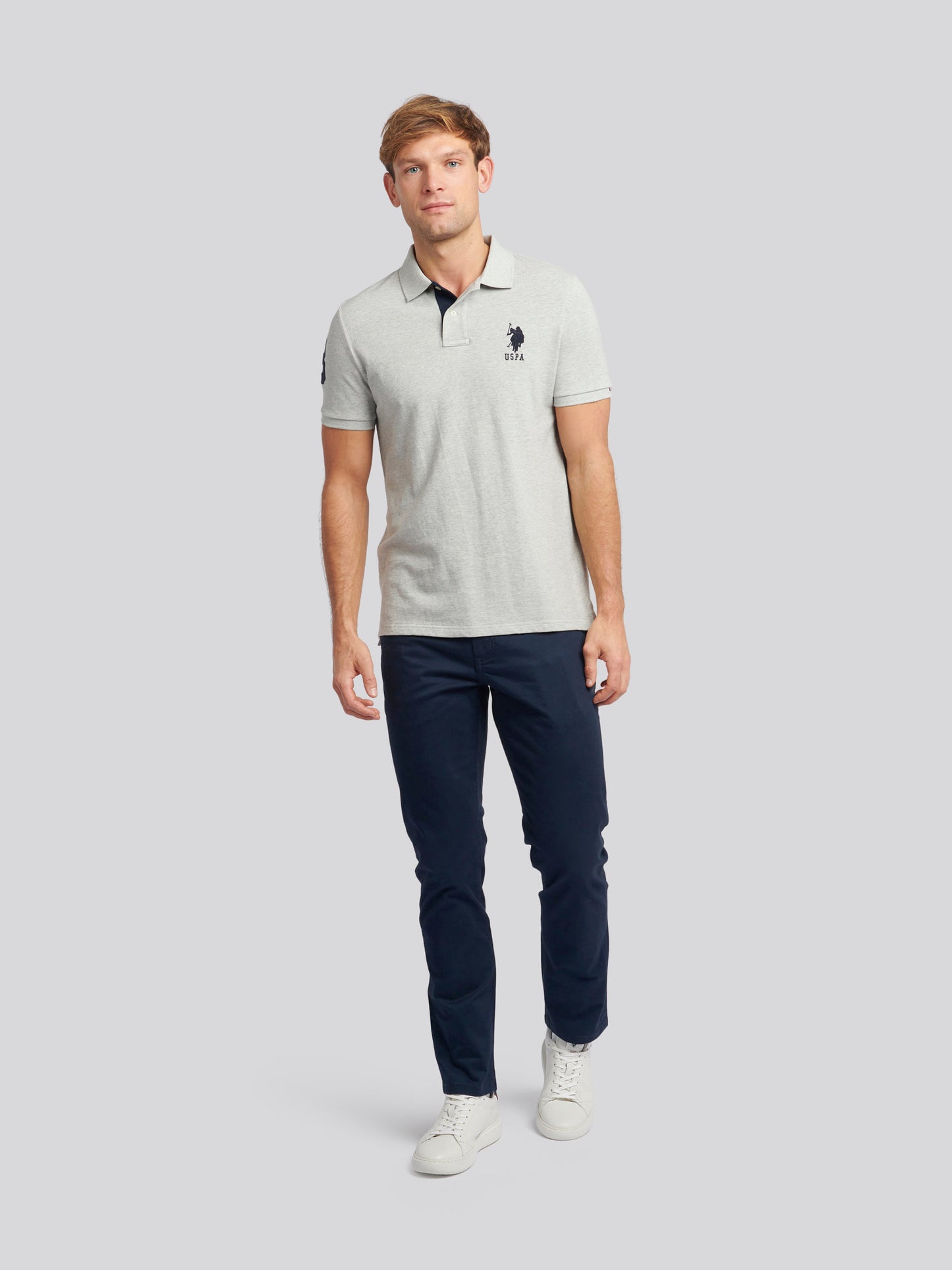 Mens Player 3 Polo Shirt in Mid Grey Marl