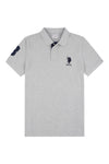 Mens Player 3 Pique Polo Shirt in Mid Grey Marl