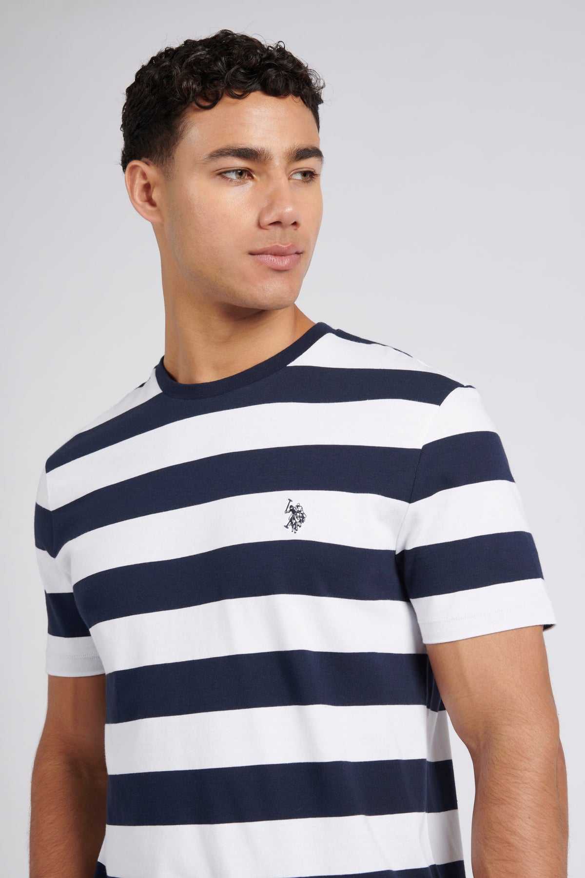Mens Regular Fit Classic Stripe T-Shirt in Dark Sapphire Navy