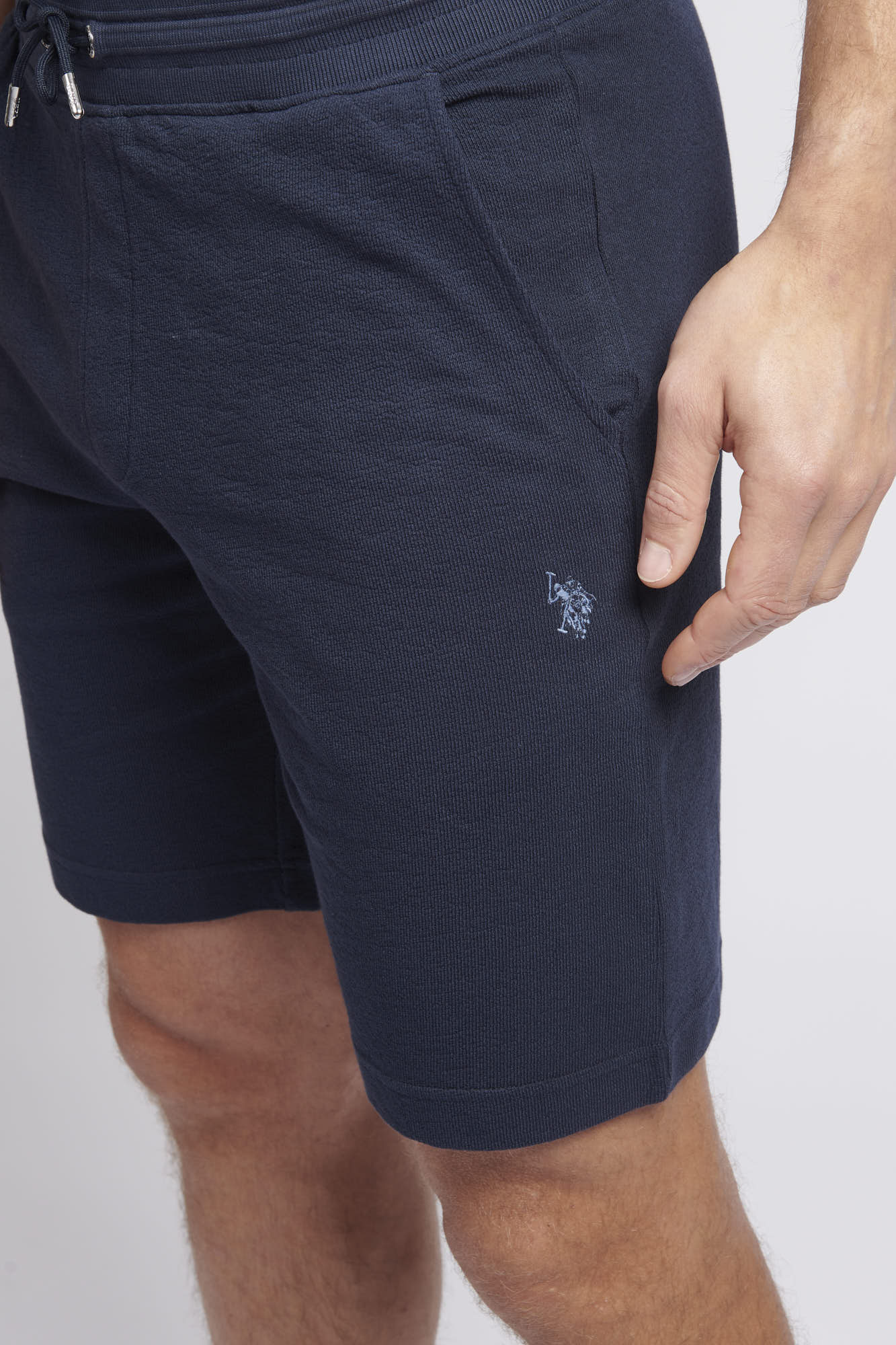 Mens Classic Fit Texture Terry Shorts in Dark Sapphire Navy