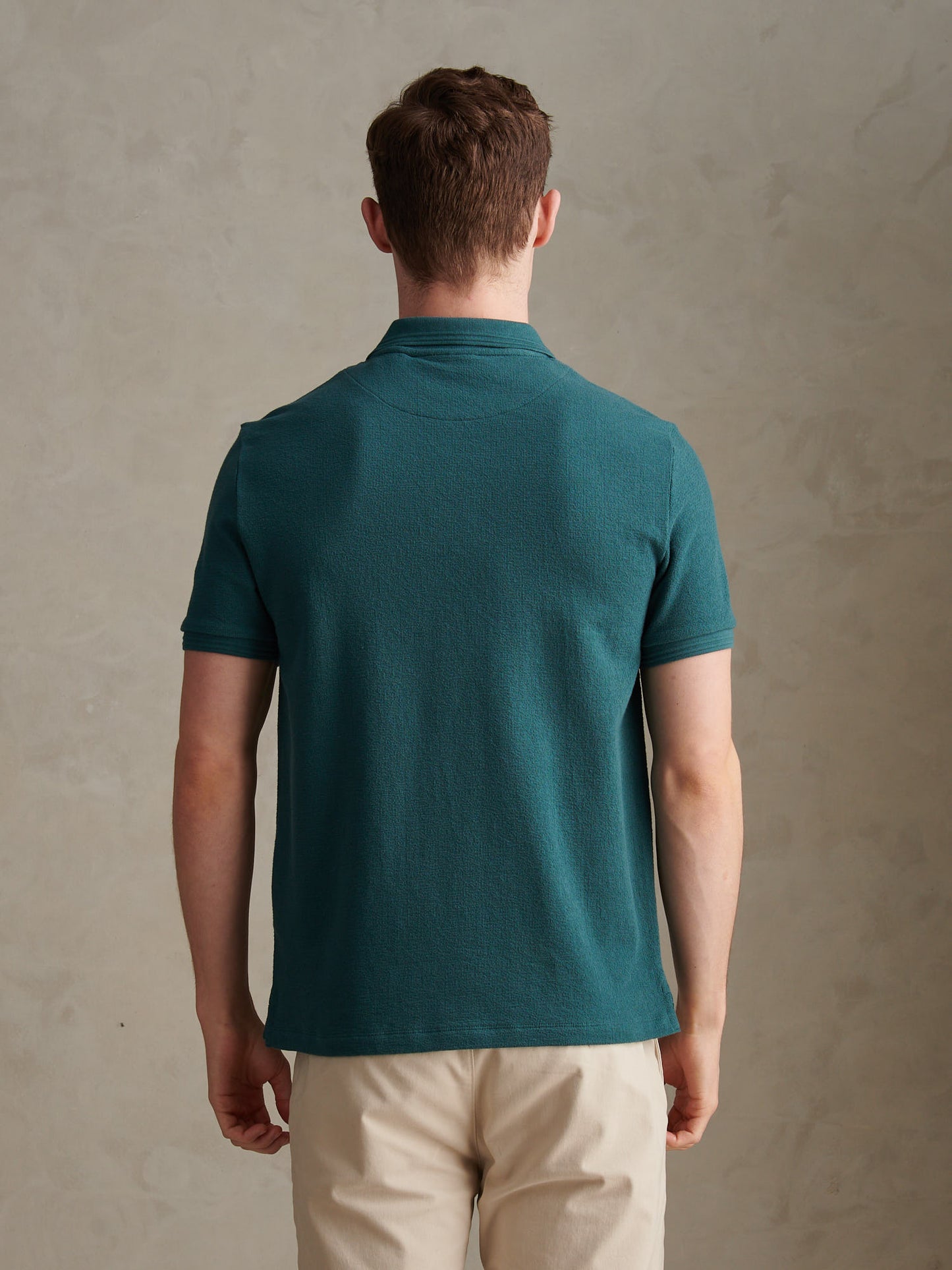Mens Texture Terry Polo Shirt Mediterranea