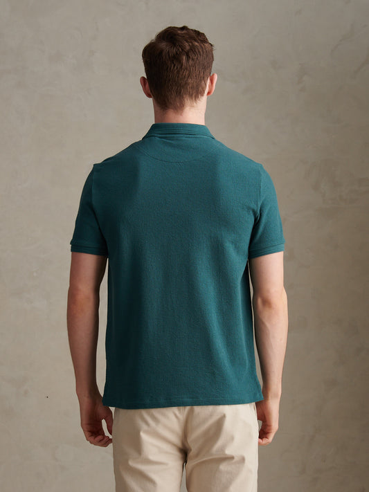 Mens Texture Terry Polo Shirt Mediterranea