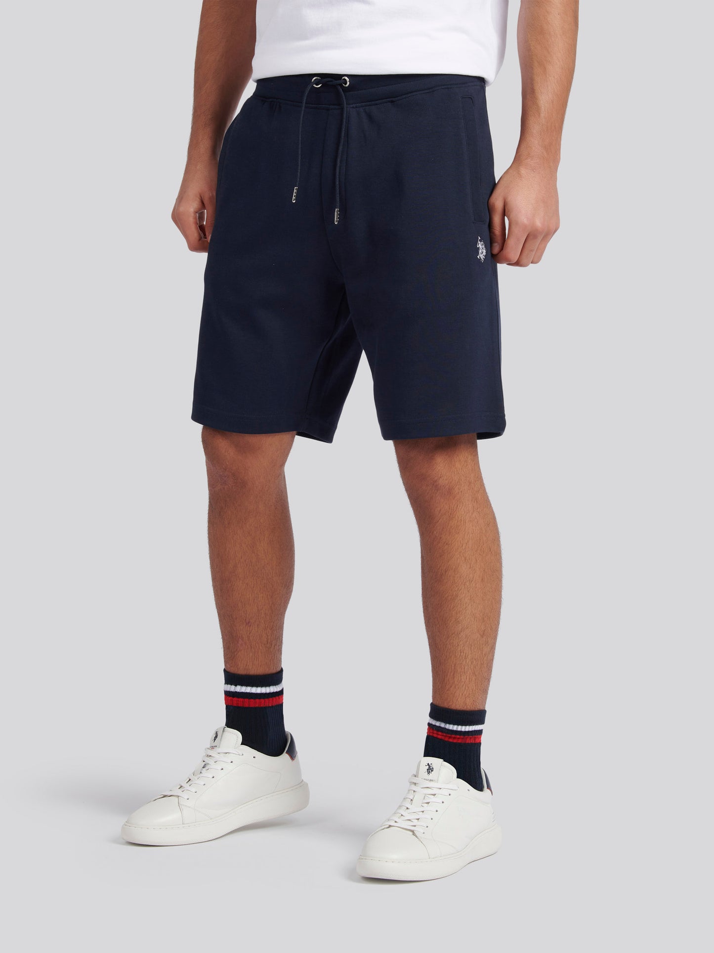 Mens Classic Fit Luxe Sweat Shorts in Dark Sapphire Navy / White DHM