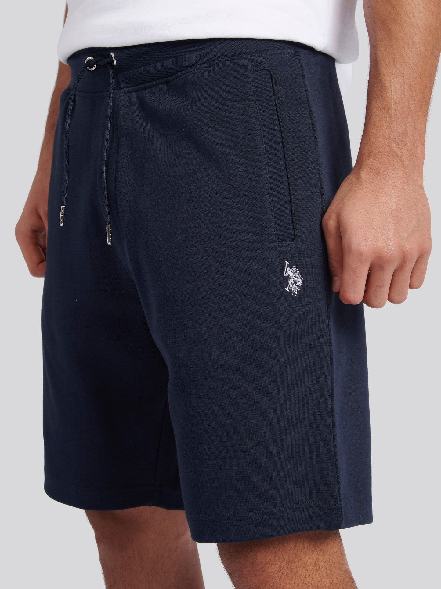 Mens Classic Fit Luxe Sweat Shorts in Dark Sapphire Navy / White DHM